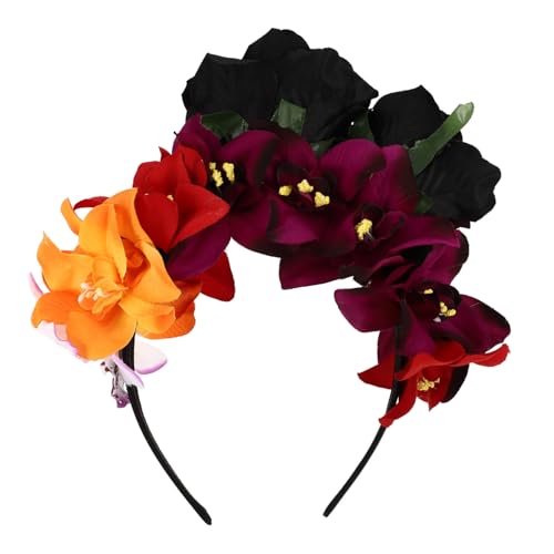 MOTHNUR Simuliertes Rosen Blumenhaarreif Party Haarreif für Halloween Festival Haarschmuck Cosplay Farblich Sortiert Auffälliges Design Detailreiche Verarbeitung Vielseitig von MOTHNUR