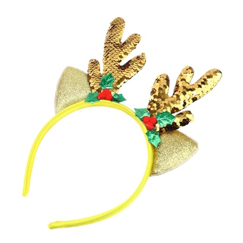 MOTHNUR Weihnachtlicher Haarreif mit Zweifarbigen Pailletten und Rentiergeweih Modisches Weihnachts Haarschmuck Accessoire für Karneval Fasching Weihnachtsfeier und Festliche Kostüme von MOTHNUR