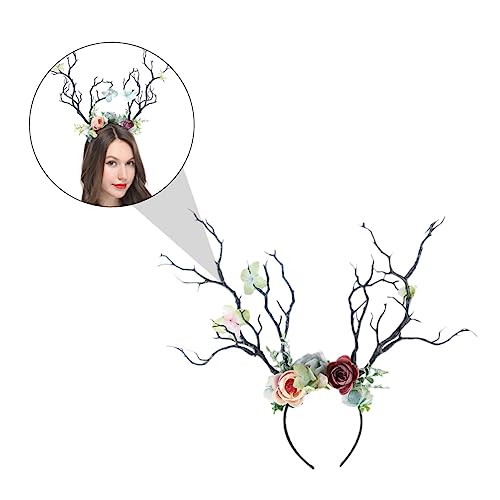MOTHNUR Weihnachtlicher Rentier Geweih Haarreif mit Baumzweigen und Blumen Kreativer Kopfschmuck für Mädchen Festliches Stirnband für Party und Fotos Charmantes Xmas Accessoire MOTHNUR Weihnachtlicher Rentier Geweih Haarreif mit Baumzweigen und Blumen Kreativer Kopfschmuck für Mädchen Festliches Stirnband für Party und Fotos Charmantes Xmas Accessoire von MOTHNUR