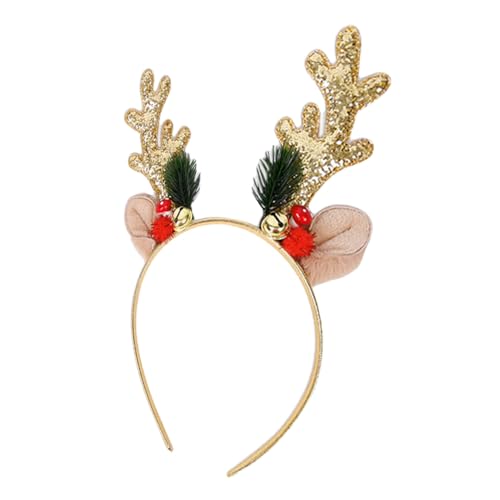 MOTHNUR Weihnachtliches Rentier Haarreif mit Glöckchen Funkelndem Pailletten Kopfschmuck Leichter Rentierstirnband für Damen und Mädchen für Weihnachtsfeiern und Festliche Kostüme von MOTHNUR