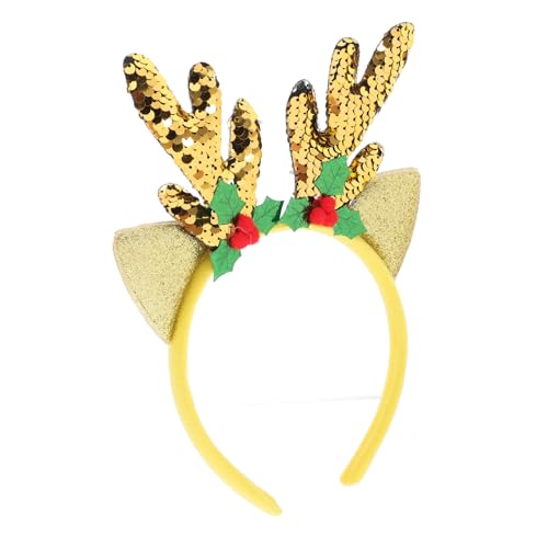 MOTHNUR Weihnachtsstirnband mit Geweih und Elchohren Farbiger Pailletten Haarreif Leichtes Langlebiges Weihnachtskopfschmuck für Erwachsene Passend für Karneval Fasching von MOTHNUR