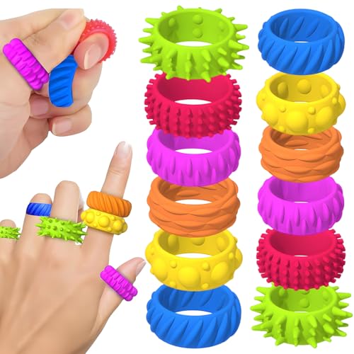 MOTIBACK 12 Stück Sensory Fidget Ringe, Zappelspielzeuge für Kinder, Fidget Ringe Sensorisches, Anti Stress Autismus Spielzeug, Sensorisches Spielzeug für Kinder und Erwachsene MOTIBACK 12 Stück Sensory Fidget Ringe, Zappelspielzeuge für Kinder, Fidget Ringe Sensorisches, Anti Stress Autismus Spielzeug, Sensorisches Spielzeug für Kinder und Erwachsene von MOTIBACK