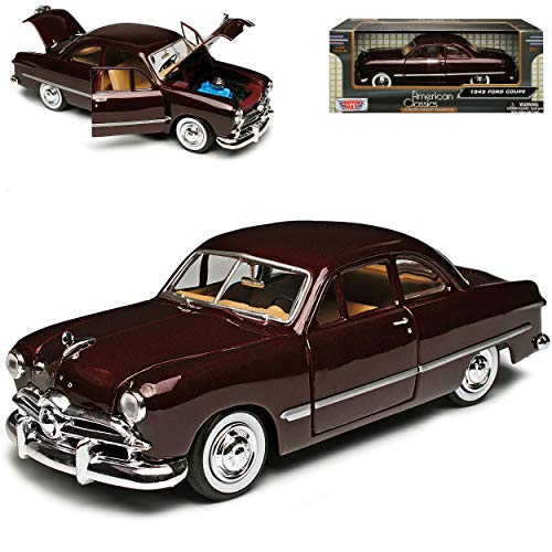 MOTORMAX Ford 1949 Coupe Rot Braun Oldtimer 1/24 Modellauto Modell Auto von MOTORMAX