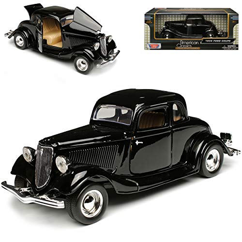 MOTORMAX Ford Coupe 1934 Hard Top Schwarz Oldtimer 1/24 Modellauto Modell Auto von MOTORMAX