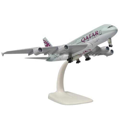 MOUDOAUER 1:400 Qatar A380 Flugzeugmodell Simulation Flugzeugmodell Luftfahrtmodell Flugzeug Kits für Sammlung und Geschenk von MOUDOAUER