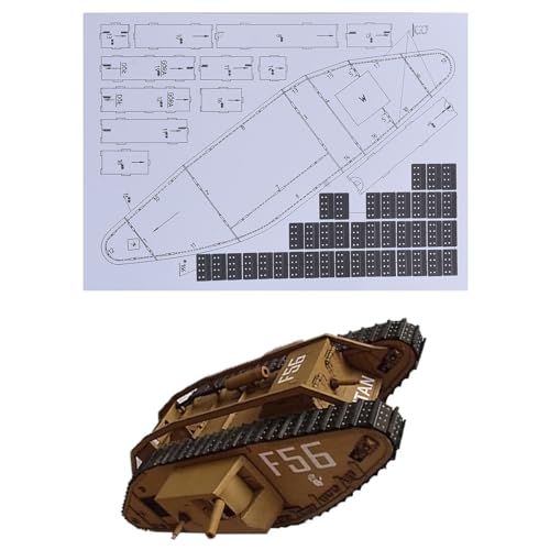 MOUDOAUER Maßstab 1:25 UK Mark Mk IV Männlicher Panzer 3D Papier Modell Kämpfer Militär Modell Druckguss Panzer Modell für Sammlung (Unassembled Kit) Modellsammlung von MOUDOAUER