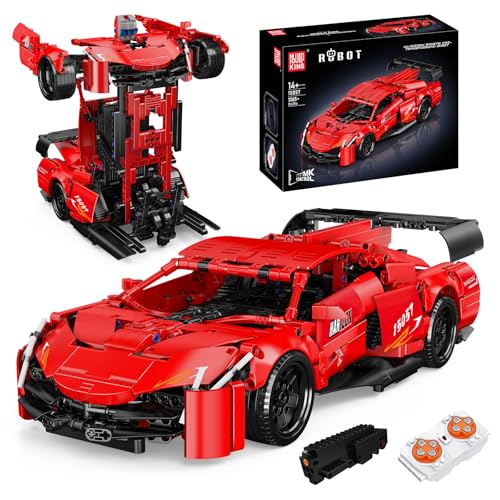 Mould King 15057 Technik Transformable Sportwagen Klemmbausteine Bausteine, MOC Fernbedienung Roboter Auto Modell Spielzeug Klemmblöcke, passend für Kinder 14+/Erwachsene (1365+PCS) von Mould King