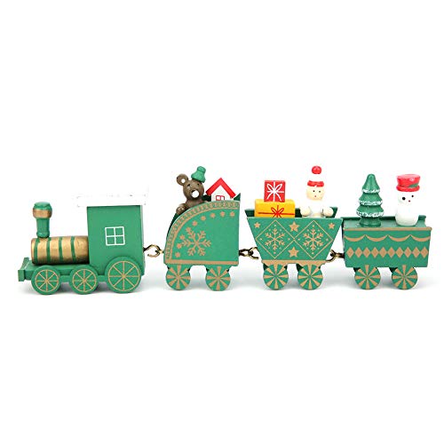 MOUMOUTEN Weihnachts-Holzeisenbahn-Dekorationsset, Mini-Holzeisenbahn-Dekoration, Weihnachts-Tischdekoration Für Kinder-Geschenkspielzeug.(Grün) von MOUMOUTEN