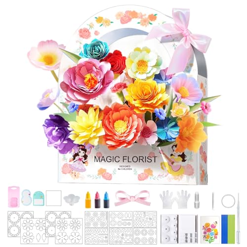 1 Set Papierblumen-Wissenschaftsset, farbenfrohes Bloom Joy-Set zur Herstellung magischer Blumen für Kinder, Lern- und pädagogische DIY-Kunstgeschenke für Kinder, DIY-Blumenstrauß-, Blumenspielzeu von MOUNTTU