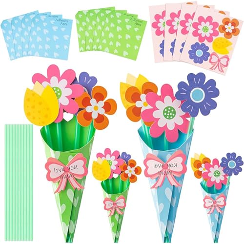 48er-Set Papierblumen zum Basteln, lustiges DIY-Papierblumenstrauß-Set, Bastelblumen zum Muttertag, dankbares Geschenk für Frauen, Mama, Blumenpressset, Kartenherstellungssets für Kinder, Bastelb 48er-Set Papierblumen zum Basteln, lustiges DIY-Papierblumenstrauß-Set, Bastelblumen zum Muttertag, dankbares Geschenk für Frauen, Mama, Blumenpressset, Kartenherstellungssets für Kinder, Bastelb von MOUNTTU