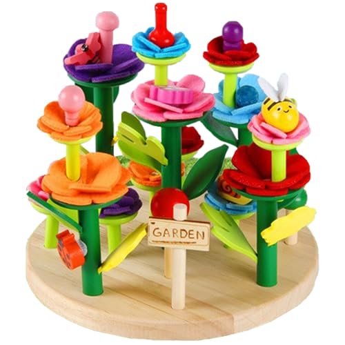 Blumenbausatz, Blumengarten-Baustein, buntes Blumenspielzeug aus Holz, pädagogischer und entwicklungsfördernder Baustein für Kinder, Geschenke für Kinder, Bausteine für Kleinkinder von 1–3 Jahren Blumenbausatz, Blumengarten-Baustein, buntes Blumenspielzeug aus Holz, pädagogischer und entwicklungsfördernder Baustein für Kinder, Geschenke für Kinder, Bausteine für Kleinkinder von 1–3 Jahren von MOUNTTU