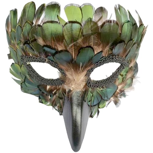 MOUNTTU Adlermaske, geheimnisvolle Federn, Vogel-Tiermaske, Halbgesichts-Maskenkostüm für Halloween, Karneval, Cosplay, Party, Rabe, Eule, Maskenvogel von MOUNTTU