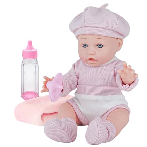 MOUNTTU Babypuppen-Set, 12 Zoll, realistische weiche Babypuppe mit Schnuller & Babyflasche & Kleiner Steppdecke, waschbar, lehrreich für Kinder, weiche Puppen, realistische Puppen, Mädchen von MOUNTTU