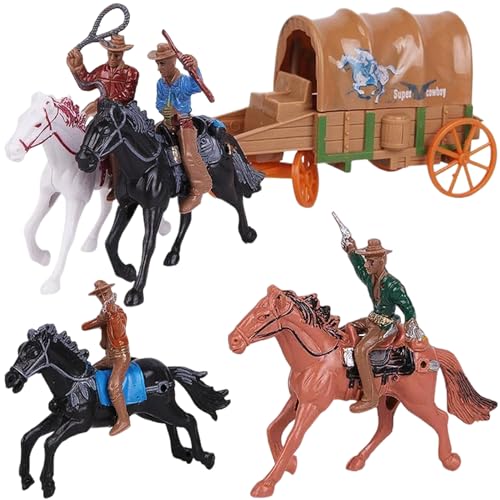 MOUNTTU Cowboy Actionfigur, 1 Set Horse Riding Cowboyspielzeug mit Wagen, Plastikspielzeugfiguren und Playsets für mentale Sandplätze, Brettspiel -Requisiten MOUNTTU Cowboy Actionfigur, 1 Set Horse Riding Cowboyspielzeug mit Wagen, Plastikspielzeugfiguren und Playsets für mentale Sandplätze, Brettspiel -Requisiten von MOUNTTU