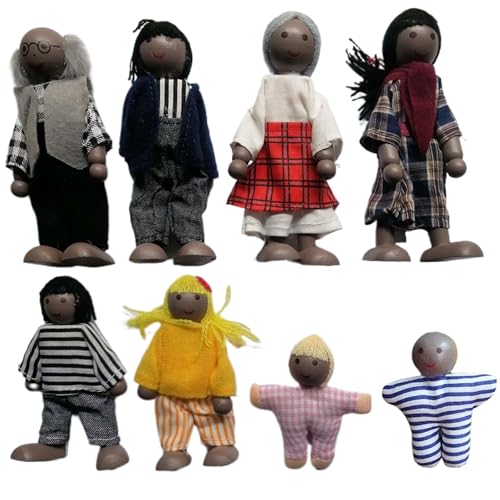 MOUNTTU Dollhouse People 8 Family Figuren Holzpuppen poable niedliche Puppenhaus -Persönlichkeiten Set Schwarze Puppe vor, Spielen f MOUNTTU Dollhouse People 8 Family Figuren Holzpuppen poable niedliche Puppenhaus -Persönlichkeiten Set Schwarze Puppe vor, Spielen f von MOUNTTU