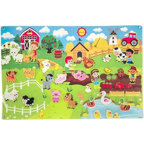 MOUNTTU Filztafel-Geschichtensets, 41 x 30 Zoll Filztafel mit Bauernhoftieren für Kleinkinder, Filzwandaktivitäten zum frühen Lernen für Kleinkinder, interaktive hängende für die Wand, Filztier MOUNTTU Filztafel-Geschichtensets, 41 x 30 Zoll Filztafel mit Bauernhoftieren für Kleinkinder, Filzwandaktivitäten zum frühen Lernen für Kleinkinder, interaktive hängende für die Wand, Filztier von MOUNTTU