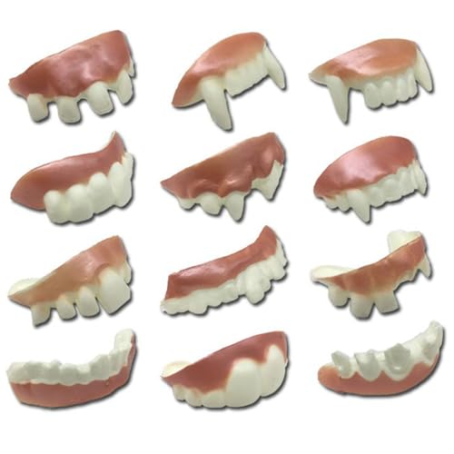 MOUNTTU Halloween-Zähne, 12 Stück, weiche Gummi-Reißzähne, lustige Vampirzähne für Halloween, Cosplay, Partygeschenke, Fotos, Requisiten, Cosplay-Reißzähne, Vampir MOUNTTU Halloween-Zähne, 12 Stück, weiche Gummi-Reißzähne, lustige Vampirzähne für Halloween, Cosplay, Partygeschenke, Fotos, Requisiten, Cosplay-Reißzähne, Vampir von MOUNTTU
