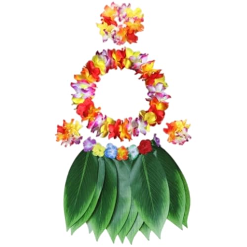 MOUNTTU Hawaii-Outfit für Mädchen, elastische Hula-Röcke mit Kranz und Blättern, bunter Grasrock für Kinderpartys, Strand-Hula-Rock, Hawaii-Kleider für Mädchen, Röcke für Kinder MOUNTTU Hawaii-Outfit für Mädchen, elastische Hula-Röcke mit Kranz und Blättern, bunter Grasrock für Kinderpartys, Strand-Hula-Rock, Hawaii-Kleider für Mädchen, Röcke für Kinder von MOUNTTU