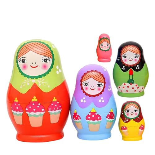 MOUNTTU Matroschka-Puppe, Matrioshka, russische Nesting Dolls, Matrioska, 1 Set Nesting Dolls, 5-lagige russische, buntes Mädchenmuster, Matroschka-Puppe, Glatte hölzerne für Kind MOUNTTU Matroschka-Puppe, Matrioshka, russische Nesting Dolls, Matrioska, 1 Set Nesting Dolls, 5-lagige russische, buntes Mädchenmuster, Matroschka-Puppe, Glatte hölzerne für Kind von MOUNTTU