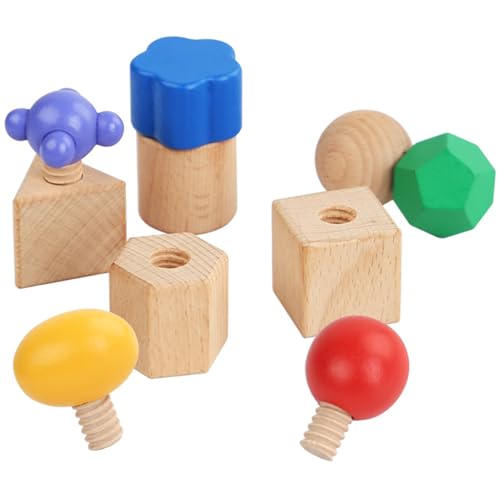 MOUNTTU Montessori-Spielzeug, Stapelspielzeug aus Holz mit Muttern und Schrauben, pädagogischer Farb- und Formsortierer für Jungen Mädchen ab 3 Jahren von MOUNTTU