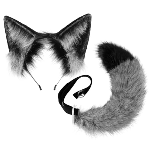 MOUNTTU Pelziges Kostüm, Fuchskostüm-Set inklusive elastischem Fuchsohren-Stirnband und biegbarem Therian-Schwanz für Halloween, Anime, Cosplay, Party, Fuchsschwanz MOUNTTU Pelziges Kostüm, Fuchskostüm-Set inklusive elastischem Fuchsohren-Stirnband und biegbarem Therian-Schwanz für Halloween, Anime, Cosplay, Party, Fuchsschwanz von MOUNTTU