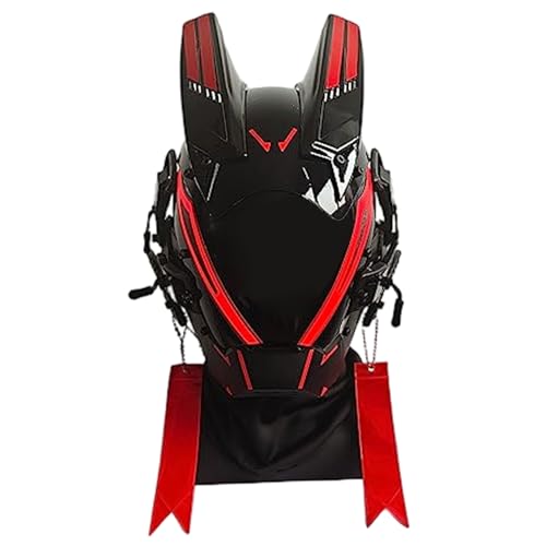MOUNTTU Punk-Maske, LED-Weißlichtmaske, futuristischer Cyber-Techwear-Helm für Halloween-Party, Cosplay, Anime, ohne Batterie, futuristisches Halloween-Partyzubehör von MOUNTTU