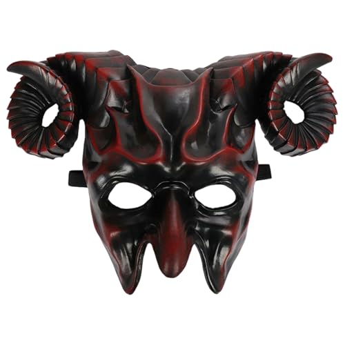 MOUNTTU Teufelsmaske, gruselige 3D-Halbgesichts-Horn-Ziegenmaske, Monster-Dämon-Halloween-Kostüm für Ostern, Halloween, Cosplay-Party, Dämonenmaske, Halbmaske MOUNTTU Teufelsmaske, gruselige 3D-Halbgesichts-Horn-Ziegenmaske, Monster-Dämon-Halloween-Kostüm für Ostern, Halloween, Cosplay-Party, Dämonenmaske, Halbmaske von MOUNTTU