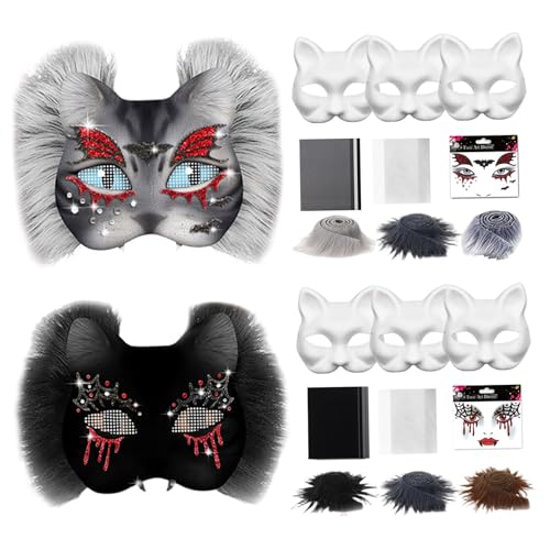 MOUNTTU Therian-Masken-Set, DIY-Halbgesichtsmaske für Katzen mit Filzstoff, Plüsch-Kunstfell und Augennetz, dekoratives Tierkostüm für Maskerade, Cosplay-Party, graue Pelzmaske, Katzenmaske MOUNTTU Therian-Masken-Set, DIY-Halbgesichtsmaske für Katzen mit Filzstoff, Plüsch-Kunstfell und Augennetz, dekoratives Tierkostüm für Maskerade, Cosplay-Party, graue Pelzmaske, Katzenmaske von MOUNTTU