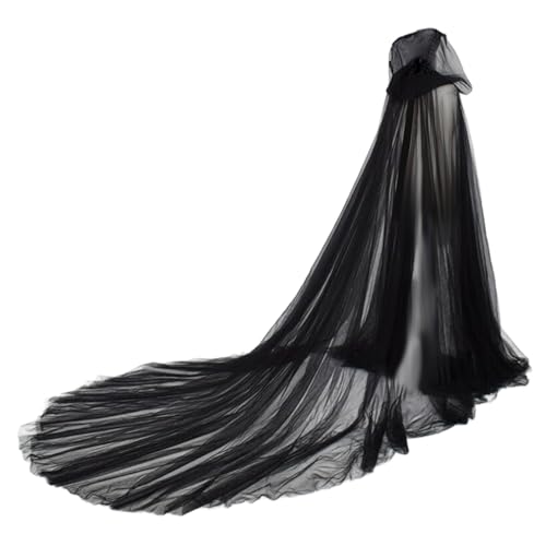 MOUNTTU Transparenter Umhang für Damen, Halloween-Kostüme für Erwachsene, durchsichtiger schwarzer Umhang in voller Länge mit übergroßer Kapuze, Halloween-Geist-Cosplay-Kostüm, für Damen, Hallowee MOUNTTU Transparenter Umhang für Damen, Halloween-Kostüme für Erwachsene, durchsichtiger schwarzer Umhang in voller Länge mit übergroßer Kapuze, Halloween-Geist-Cosplay-Kostüm, für Damen, Hallowee von MOUNTTU