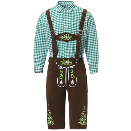 Oktoberfest-Outfits für Herren, traditionelle deutsche bayerische Lederhosen-Kostüme für Herren mit verstellbaren Trägern, ideal für das Halloween-Bierfest, XL-Halloween-Kostüme, Oktoberfest-Dekorati von MOUNTTU