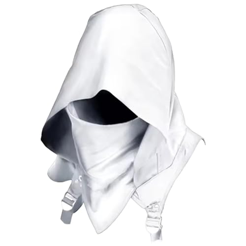 Weiße Kapuze, Schurken-Kapuzenschal, einzigartiges mittelalterliches Assassinenkostüm, Winterärmelkostüm, Unisex-Mantelmütze für Halloween, Cosplay und den täglichen Gebrauch, Kapuzenumhang mit Kapuz von MOUNTTU
