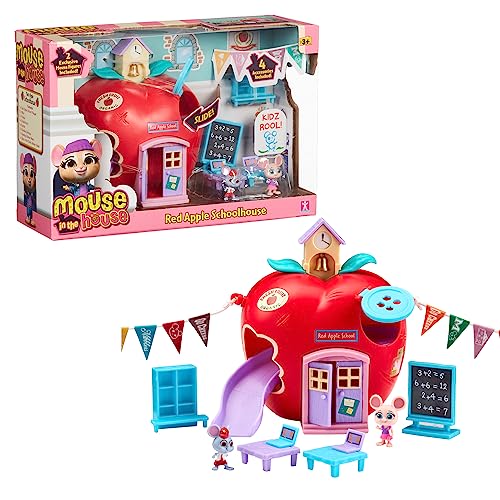 MOUSE IN THE HOUSE, GIOCHI PREZIOSI, MUN02 Apfel-Set Schule, mit 2 exklusiven Mausfiguren, Zubehör und Aufklebern, die im Dunkeln leuchten, Spielzeug für Kinder ab 3 Jahren, GIOCHI PREZIOSI, MUN02 von MOUSE IN THE HOUSE