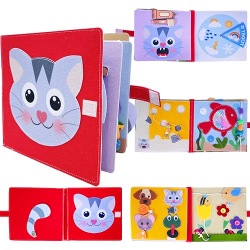MOVEBO Montessori Fühlbuch für Kleinkinder 1-3 Jahre, Weiches Aktivitätsbuch aus Filz, Beschäftigungsbuch für Reisen, Rote Katze MOVEBO Montessori Fühlbuch für Kleinkinder 1-3 Jahre, Weiches Aktivitätsbuch aus Filz, Beschäftigungsbuch für Reisen, Rote Katze von MOVEBO