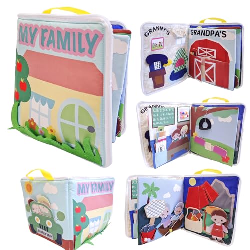 MOVEBO Stoffbuch für Kinder, Lernaktivitätsbuch mit Familienthema, Sensorisches Spielzeug für 3-5 Jahre, Reisespielzeug MOVEBO Stoffbuch für Kinder, Lernaktivitätsbuch mit Familienthema, Sensorisches Spielzeug für 3-5 Jahre, Reisespielzeug von MOVEBO