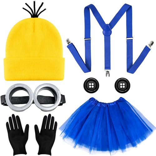 MOVINPE Gelbes Kostümzubehör für Damen, Halloween-Cosplay-Party-Set, Beanie-Mütze, Steampunk-Brille, Brille, Tutu-Rock, 4 Schichten, elastische Hosenträger, Handschuhe, Knöpfe MOVINPE Gelbes Kostümzubehör für Damen, Halloween-Cosplay-Party-Set, Beanie-Mütze, Steampunk-Brille, Brille, Tutu-Rock, 4 Schichten, elastische Hosenträger, Handschuhe, Knöpfe von MOVINPE