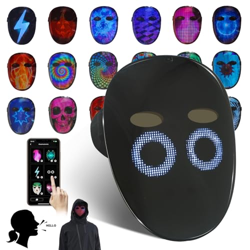 MOYACA Led Maske mit Spracherkennung Gestenerkennung, leuchtende Maske mit programmierbarer App, leuchtende Maske für Halloween, Weihnachten, Kostümparty MOYACA Led Maske mit Spracherkennung Gestenerkennung, leuchtende Maske mit programmierbarer App, leuchtende Maske für Halloween, Weihnachten, Kostümparty von MOYACA