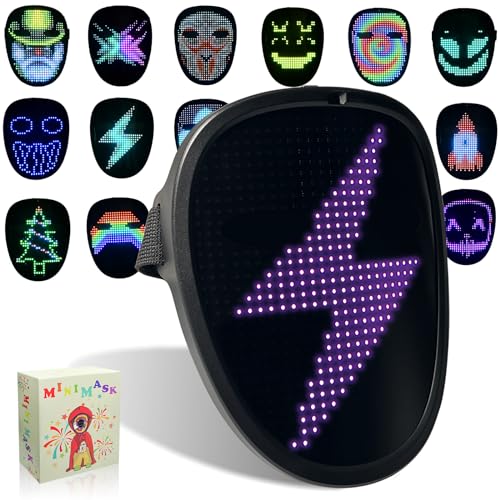 MOYACA Kinderkostüm LED-Maske mit Gestenerkennung, leuchtende Maske für Kinder, Halloween, beleuchtete Gesichtsverwandlungsmaske für Kinder, Studenten, Kostüm, Cosplay-Party von MOYACA