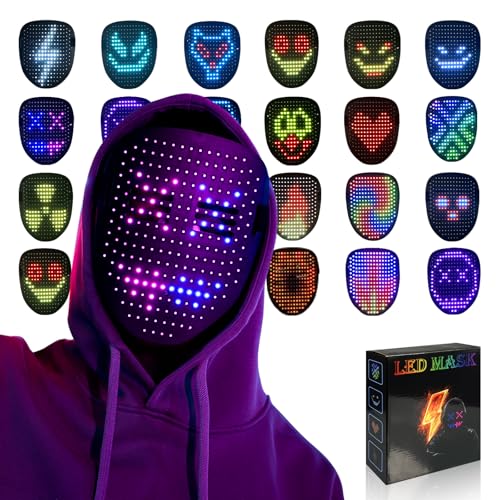 MOYACA LED-Maske mit Gestenerkennung, LED-beleuchtete Gesichtstransformationsmaske für Kostüm, Cosplay, Party, Maskerade Drinnen und draußen MOYACA LED-Maske mit Gestenerkennung, LED-beleuchtete Gesichtstransformationsmaske für Kostüm, Cosplay, Party, Maskerade Drinnen und draußen von MOYACA