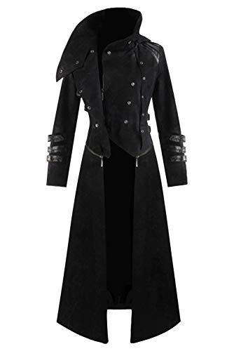MOYGOR Steampunk Kostüm Herren Mantel, Gothic Jacke Mittelalter Kleidung Frack Gehrock Costume Halloween Karneval XXXL von MOYGOR