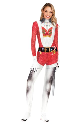 MOYGOR Weihnachten Bodysuit für Frauen Cosplay Husky Hund Jumpsuit Halloween Karneval Party von MOYGOR