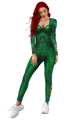 MOYGOR the Lost Kingdom Mera Zentai Jumpsuit Damen Overall Cosplay Kostüm Halloween Karneval Party Merch von MOYGOR