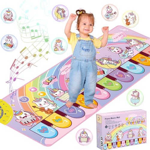 MOYKSRR Klaviermatte für Kinder mit 8 Musikinstrumente, Spielzeug ab 1 Jahr, Musikmatte für Kinder, Kinderspielzeug ab 1 2 3 4 Piano Matte, Geschenk für Mädchen Junge Weihnachts Geburtstag von MOYKSRR