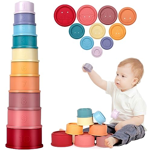 MOYKSRR Montessori Spielzeug, 10 Stück Stapelbecher, Kinder Stapelturm, Sandspielzeug Becher, Motorikspielzeug, Lernspielzeug Geschenk, Stapelbecher Spielzeug für 6 + Monate Jungen & Mädchen MOYKSRR Montessori Spielzeug, 10 Stück Stapelbecher, Kinder Stapelturm, Sandspielzeug Becher, Motorikspielzeug, Lernspielzeug Geschenk, Stapelbecher Spielzeug für 6 + Monate Jungen & Mädchen von MOYKSRR