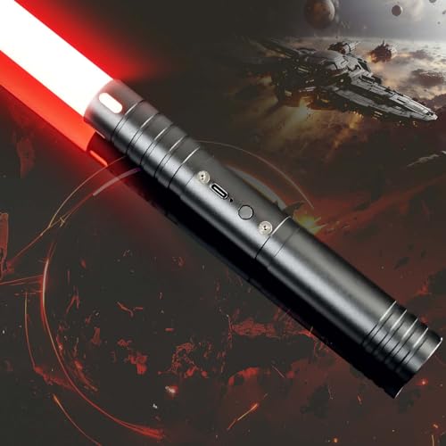 MOZC Laserschwert Kinder, Lichtschwert mit 15 Farben, Duell Lightsaber für 4 Modi und Sounds, USB-C Lade Lichtschwert Kinder, Laser Schwert für Kinders und Erwachsene,Cosplay, Geschenke(Schwarz) von MOZC