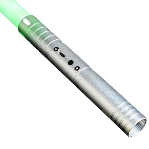 MOZC Laserschwert Kinder, Lichtschwert mit 15 Farben, Duell Lightsaber für 4 Modi und Sounds, USB-C Lade Lichtschwert Kinder, Laser Schwert für Kinders,Cosplay, (Silber 1PC) von MOZC