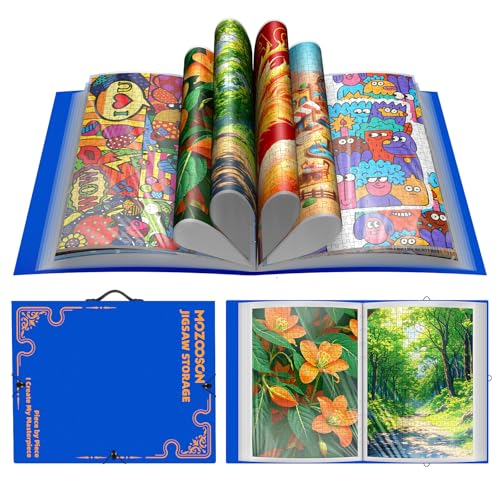 MOZOOSON Puzzle Aufbewahrung, Puzzle Organizer für 1000 Teile Zubehör Tragbar mit 25 Taschen, Größere Speicherkapazität, staubdichtes und schützendes (Blau) von MOZOOSON