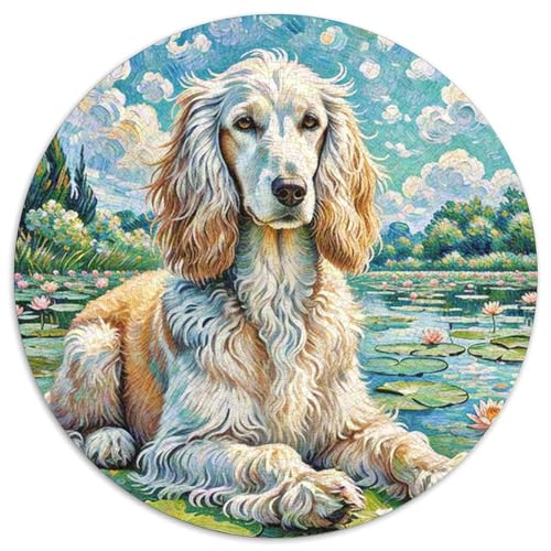 Afghanischer Hund Rundes 1000 Puzzle Puzzle Rund Puzzle Haustierhund Stressabbau-Spielzeug Für Erwachsene Und Kinder Puzzle Erwachsene Anspruchsvoll 1000pcs (67.5x67.5cm) von MPASHJHCV