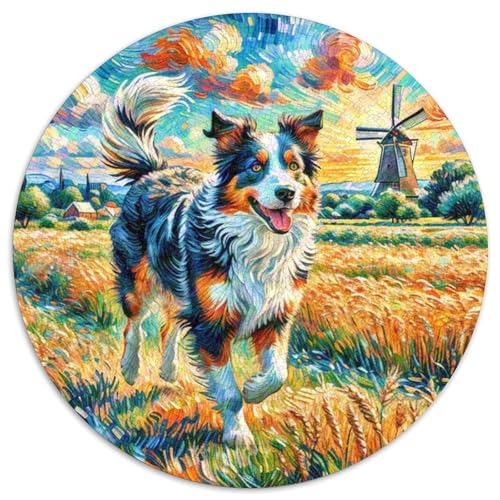 Australischer Rindhund Rundes 1000 Puzzle Puzzle Rund Puzzle Haustier Hund Geschenke Für Erwachsene Kinder Erwachsene Impossible Puzzle 1000pcs (67.5x67.5cm) von MPASHJHCV