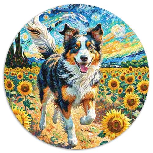 Australischer Rindhund Rundes 1000 Puzzle Puzzle Rund Puzzle Haustier Hund Geschenke Für Erwachsene Kinder Schwieriges Großes 1000pcs (67.5x67.5cm) von MPASHJHCV
