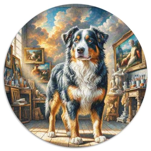 Australischer Rindhund Rundes 1000 Puzzle Puzzle Rund Puzzle Haustier Hund Geschenke Für Erwachsene Kinder Unmögliches Puzzle Für Erwachsene 1000pcs (67.5x67.5cm) von MPASHJHCV